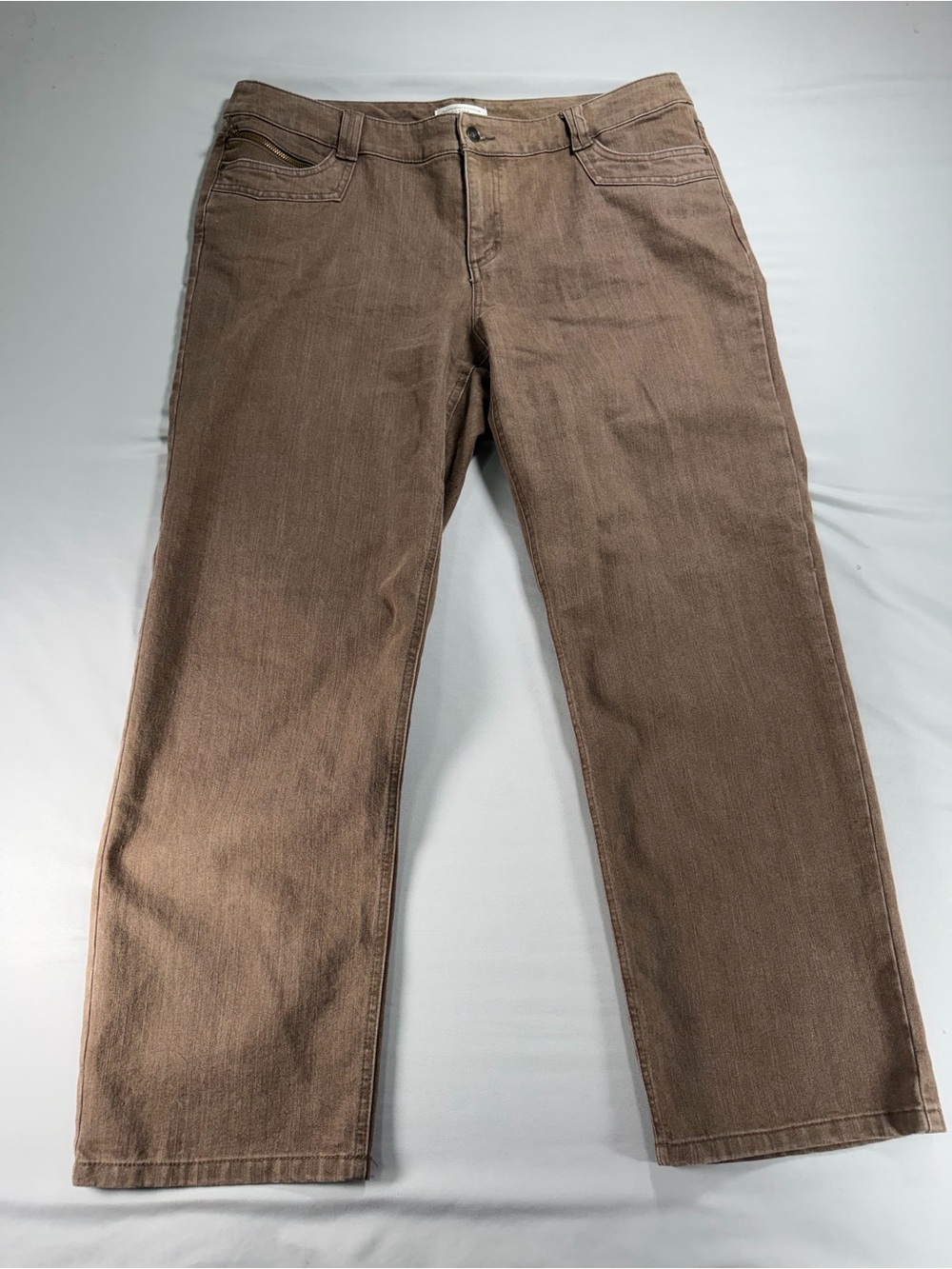 Christopher & Banks Petite Jeans 16P Brown Straight Wash Denim #1077
